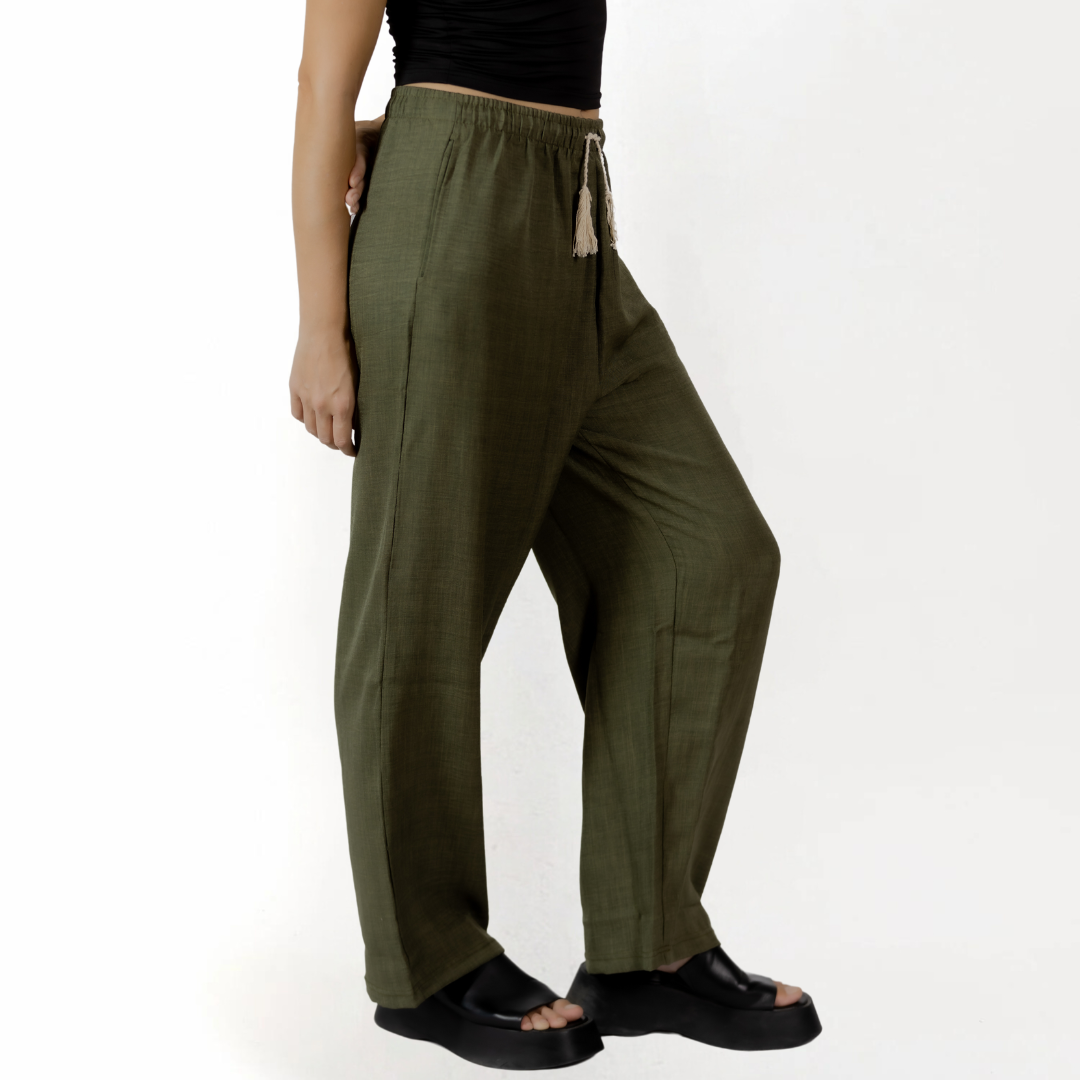 Olive Oasis Wide Leg Linen Pants