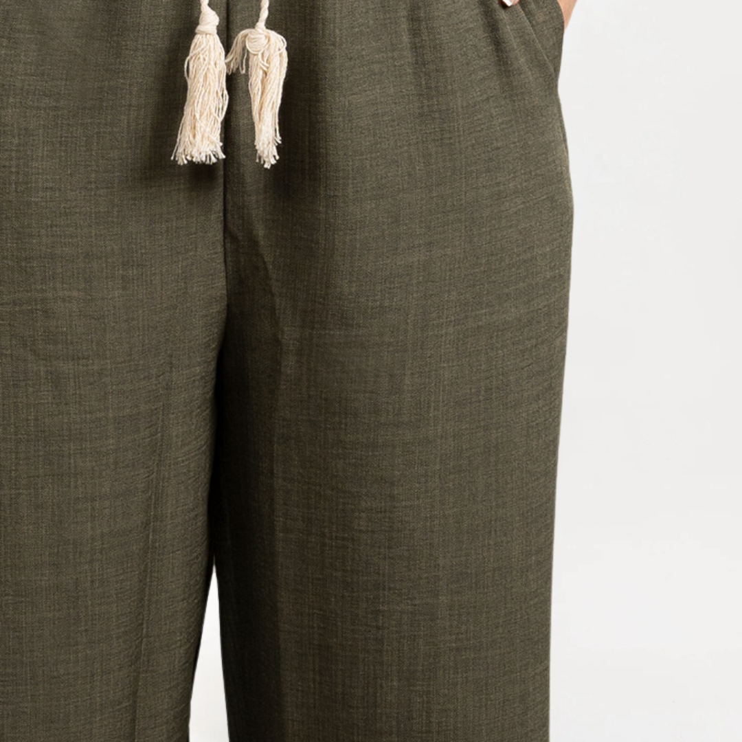 Olive Oasis Wide Leg Linen Pants