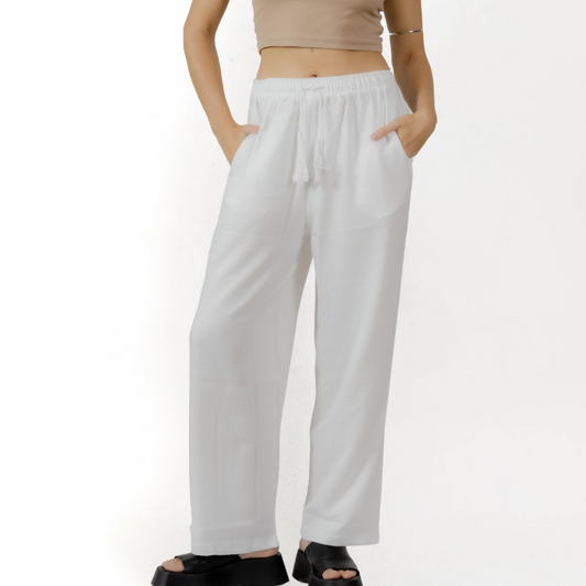 Ivory Drift Wide Leg Linen Pants