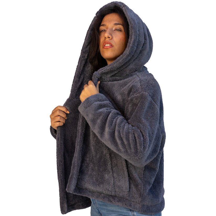 Frosted Luxe Hooded Jacket (Dark Gray)