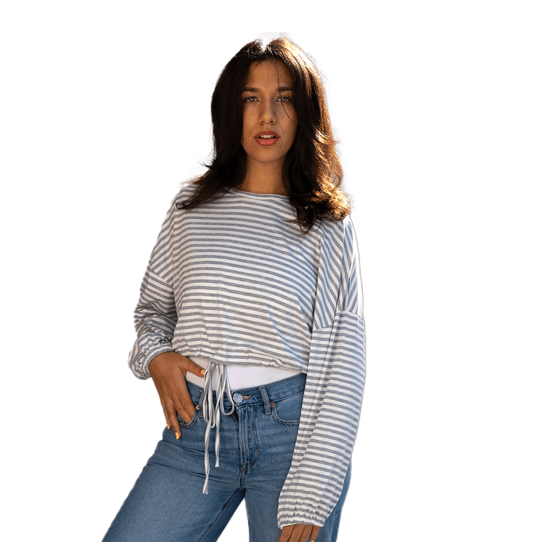 Moonlit Breeze Cropped Sweatshirt (Gray Wide)